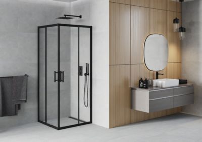 Mexen Rio cabine de douche carrée 70 x 70 cm, transparente, noire - 860-070-070-70-00