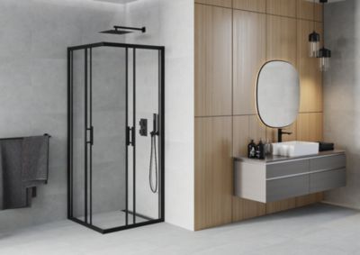 Mexen Rio cabine de douche carrée 70 x 70 cm, transparente, noire - 860-070-070-70-00