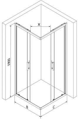 Mexen Rio cabine de douche carrée 80 x 80 cm, transparent, chrome - 860-080-080-01-00