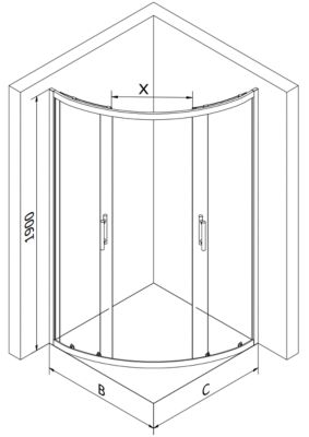 Mexen Rio cabine de douche semi-circulaire 90 x 90 cm, bandes blanches, dorée - 863-090-090-50-20