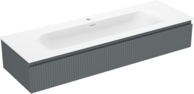 Mexen Rivel meuble de salle de bain 140 cm avec lavabo Vela, 1 tiroir, rainuré, graphite mat/blanc mat -