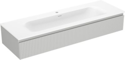 Mexen Rivel meuble de salle de bain 140 cm avec lavabo Vela, 1 tiroir, rainuré, gris mat/blanc mat - 91A20-14023-1-BF62-W23M01