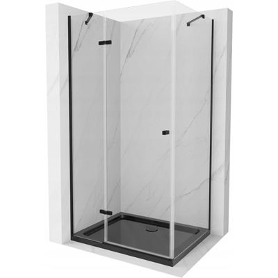 Mexen Roma cabine de douche pivotante 90 x 120 cm, transparente, noire + receveur Flat, noir - 854-090-120-70-00-4070B
