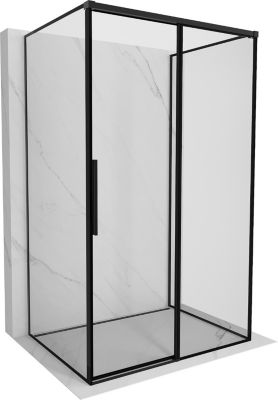 Mexen Rox-3S cabine de douche 3 parois coulissante droite 145 x 85 cm, cadre noir, noir - 8C2-145-085-70-70-3S-P