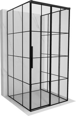 Mexen Rox-3S Cabine de douche à 3 parois coulissante droite 90 x 90 cm, grille noire, noire - 8C2-090-090-70-77-3S-P