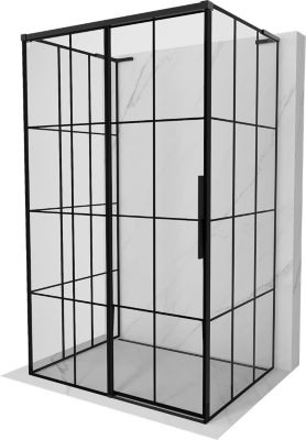 Mexen Rox-3S L cabine de douche 3 pans coulissante gauche 120 x 110 cm, grille noire, noir - 8C2L-120-110-70-77-3S-L