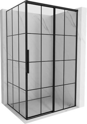 Mexen Rox cabine de douche coulissante droite 125 x 100 cm, carreaux noirs, noir - 8C2-125-100-70-77-P