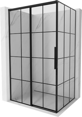Mexen Rox cabine de douche coulissante gauche 155 x 80 cm, grille noire, noir - 8C2-155-080-70-77-L