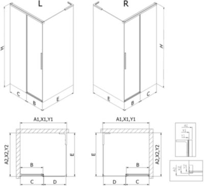 Mexen Rox L cabine de douche coulissante 105 x 75 cm, transparent, blanc - 8C2L-105-075-20-00