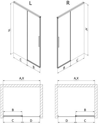 Mexen Rox porte de douche coulissante 125 cm, transparent, cuivre brossé - 8C2-125-000-65-00