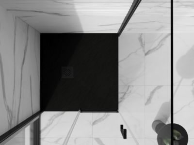 Mexen Stone+ receveur de douche composite carré 100 x 100 cm, noir, cache noir - 44701010-B