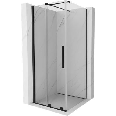 Mexen Velar cabine de douche coulissante 100 x 100 cm, transparente, noire - 871-100-100-01-70
