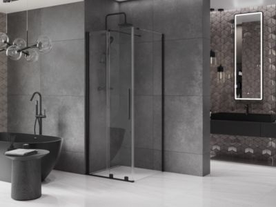 Mexen Velar cabine de douche coulissante 100 x 100 cm, transparente, noire - 871-100-100-01-70