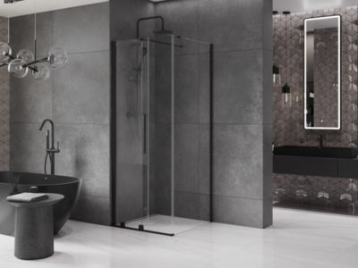 Mexen Velar cabine de douche coulissante 100 x 100 cm, transparente, noire - 871-100-100-01-70