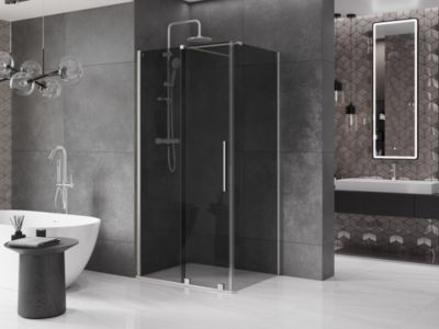 Mexen Velar cabine de douche coulissante 100 x 90 cm, graphite, nickel brossé - 871-100-090-41-97