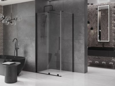 Mexen Velar cabine de douche coulissante 120 x 110 cm, transparent, noir - 871-120-110-01-70