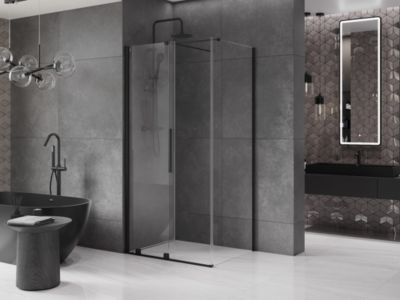 Mexen Velar cabine de douche coulissante 120 x 110 cm, transparent, noir - 871-120-110-01-70