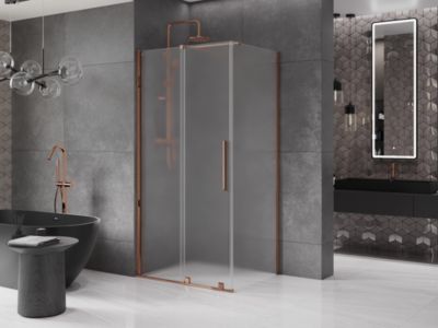 Mexen Velar cabine de douche coulissante 130 x 90 cm, dépoli, or rose - 871-130-090-31-60