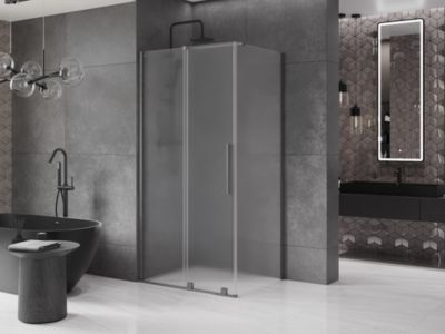 Mexen Velar cabine de douche coulissante 130 x 90 cm, givré, gris canon brossé - 871-130-090-31-66