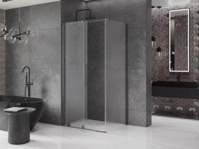 Mexen Velar cabine de douche coulissante 130 x 90 cm, givré, gris canon brossé - 871-130-090-31-66