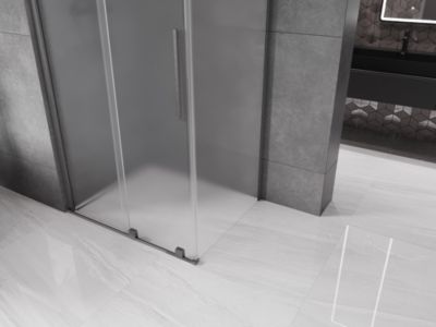 Mexen Velar cabine de douche coulissante 130 x 90 cm, givré, gris canon brossé - 871-130-090-31-66