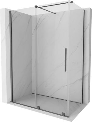 Mexen Velar cabine de douche coulissante 140 x 75 cm, transparent, métal fusil - 871-140-075-01-95