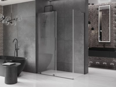 Mexen Velar cabine de douche coulissante 140 x 75 cm, transparent, métal fusil - 871-140-075-01-95