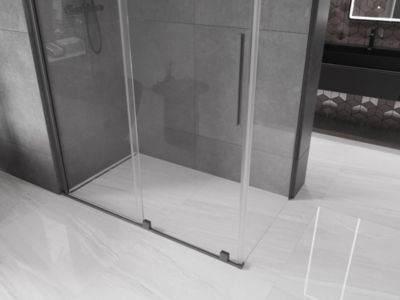 Mexen Velar cabine de douche coulissante 140 x 75 cm, transparent, métal fusil - 871-140-075-01-95