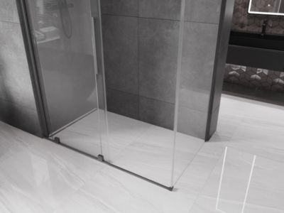 Mexen Velar cabine de douche coulissante 140 x 75 cm, transparent, métal fusil - 871-140-075-01-95