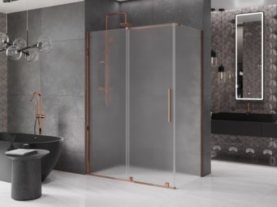 Mexen Velar cabine de douche coulissante 150 x 70 cm, givre, or rose - 871-150-070-31-60