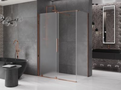 Mexen Velar cabine de douche coulissante 150 x 70 cm, givre, or rose - 871-150-070-31-60