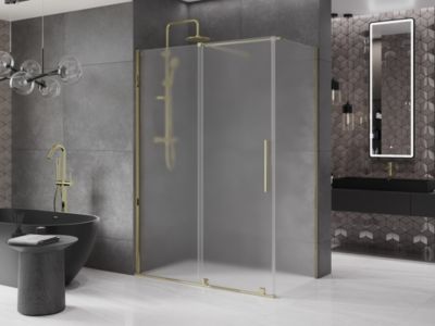 Mexen Velar cabine de douche coulissante 150 x 80 cm, givre, dorée - 871-150-080-31-50