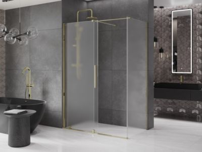 Mexen Velar cabine de douche coulissante 150 x 80 cm, givre, dorée - 871-150-080-31-50