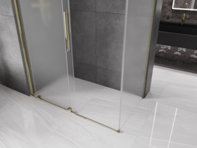 Mexen Velar cabine de douche coulissante 150 x 80 cm, givre, dorée - 871-150-080-31-50