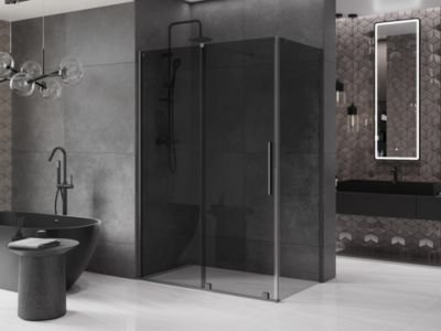 Mexen Velar cabine de douche coulissante 150 x 80 cm, graphite, métal pistolet - 871-150-080-41-95