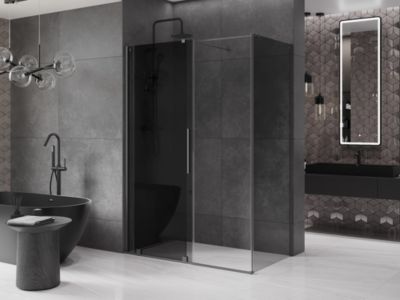 Mexen Velar cabine de douche coulissante 150 x 80 cm, graphite, métal pistolet - 871-150-080-41-95