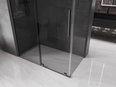 Mexen Velar cabine de douche coulissante 150 x 80 cm, graphite, métal pistolet - 871-150-080-41-95