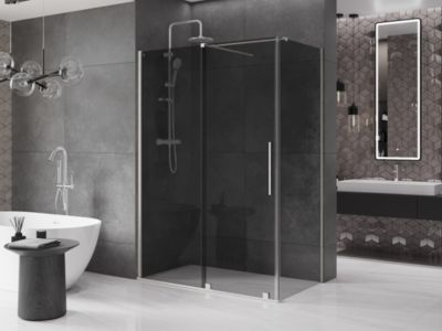 Mexen Velar cabine de douche coulissante 150 x 80 cm, graphite, nickel brossé - 871-150-080-41-97