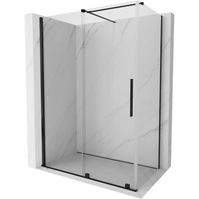 Mexen Velar cabine de douche coulissante 150 x 80 cm, transparente, noire - 871-150-080-01-70