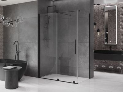 Mexen Velar cabine de douche coulissante 150 x 80 cm, transparente, noire - 871-150-080-01-70