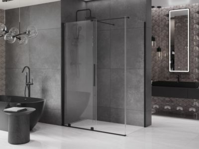 Mexen Velar cabine de douche coulissante 150 x 80 cm, transparente, noire - 871-150-080-01-70