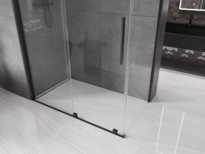 Mexen Velar cabine de douche coulissante 150 x 80 cm, transparente, noire - 871-150-080-01-70