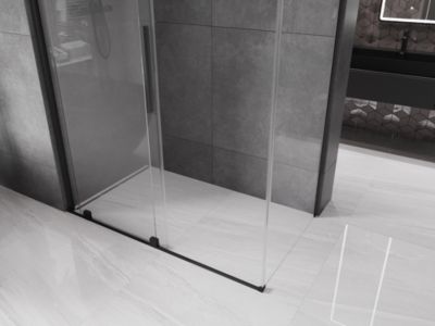 Mexen Velar cabine de douche coulissante 150 x 80 cm, transparente, noire - 871-150-080-01-70