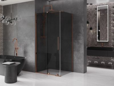 Mexen Velar cabine de douche coulissante 90 x 120 cm, graphite, or rose - 871-090-120-41-60