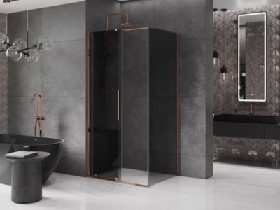Mexen Velar cabine de douche coulissante 90 x 120 cm, graphite, or rose - 871-090-120-41-60