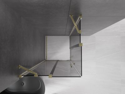 Mexen Velar Duo cabine de douche coulissante 100 x 100 cm, graphite, or - 871-100-100-42-50
