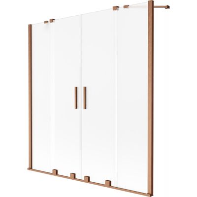 Mexen Velar Duo paravent de baignoire à 2 panneaux coulissants 150 x 150 cm, givré, cuivre brossé - 896-150-000-32-65