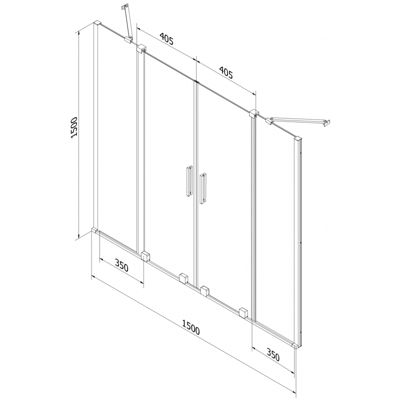 Mexen Velar Duo paravent de baignoire à 2 panneaux coulissants 150 x 150 cm, givré, cuivre brossé - 896-150-000-32-65