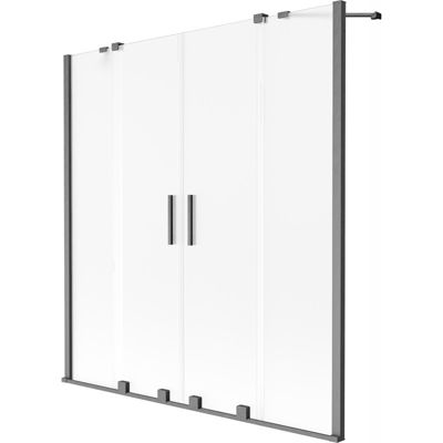 Mexen Velar Duo paroi de baignoire à 2 volets coulissants 160 x 150 cm, givré, gris gun brossé - 896-160-000-32-66