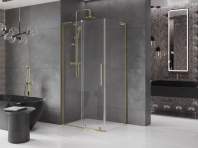 Mexen Velar L cabine de douche coulissante 120 x 110 cm, transparente, dorée - 871-120-110-03-50